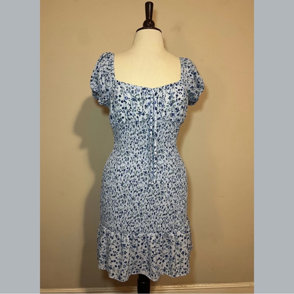 Wild Fable Blue Floral Smocked Mini Dress
